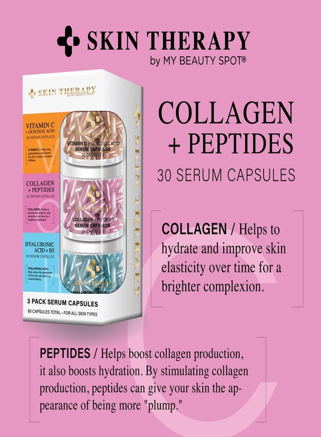 My Beauty Spot Facial Serum Capsules 3 Pack 90pcs Vitamin C Serum, Hylunaric Acid Serum, Collagen Serum for Face Anti Aging Anti Wrinkle Serum for Fine Lines - Image 3