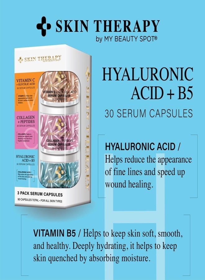 My Beauty Spot Facial Serum Capsules 3 Pack 90pcs Vitamin C Serum, Hylunaric Acid Serum, Collagen Serum for Face Anti Aging Anti Wrinkle Serum for Fine Lines - Image 4