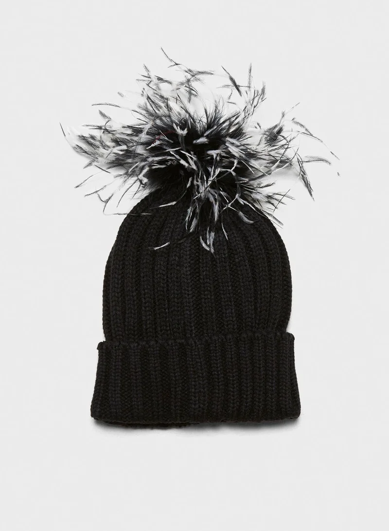 Missguided Feather Pom Pom Beanie