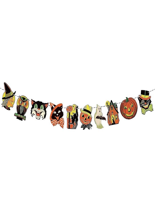W1cwey Vintage Halloween Hanging Banner, Retro Halloween Home Decoration - Image 1