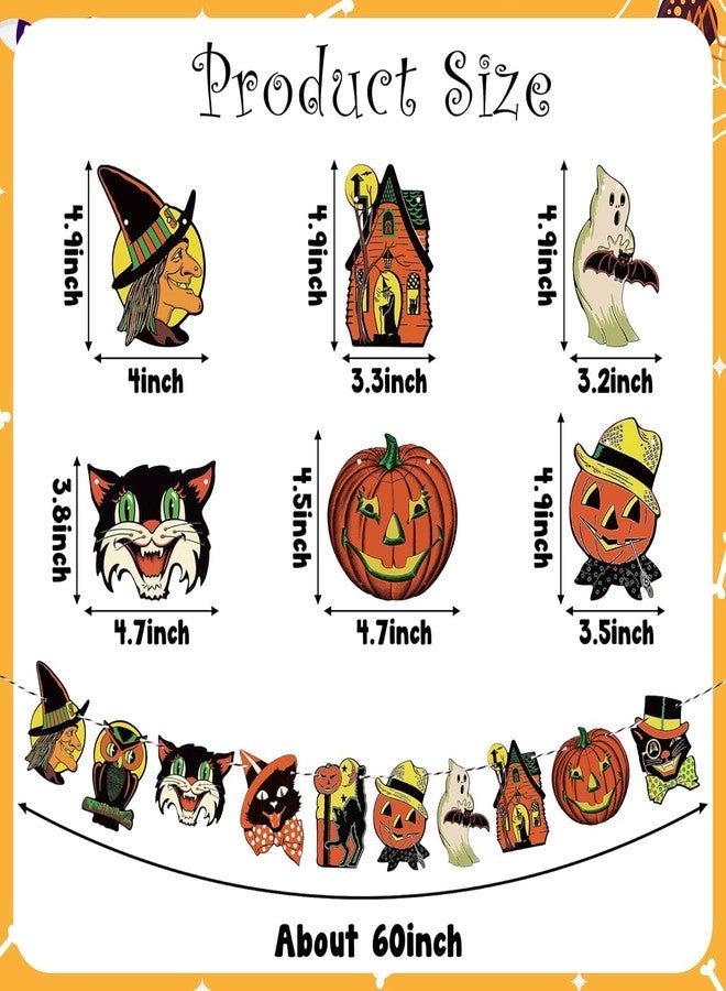 W1cwey Vintage Halloween Hanging Banner, Retro Halloween Home Decoration - Image 2