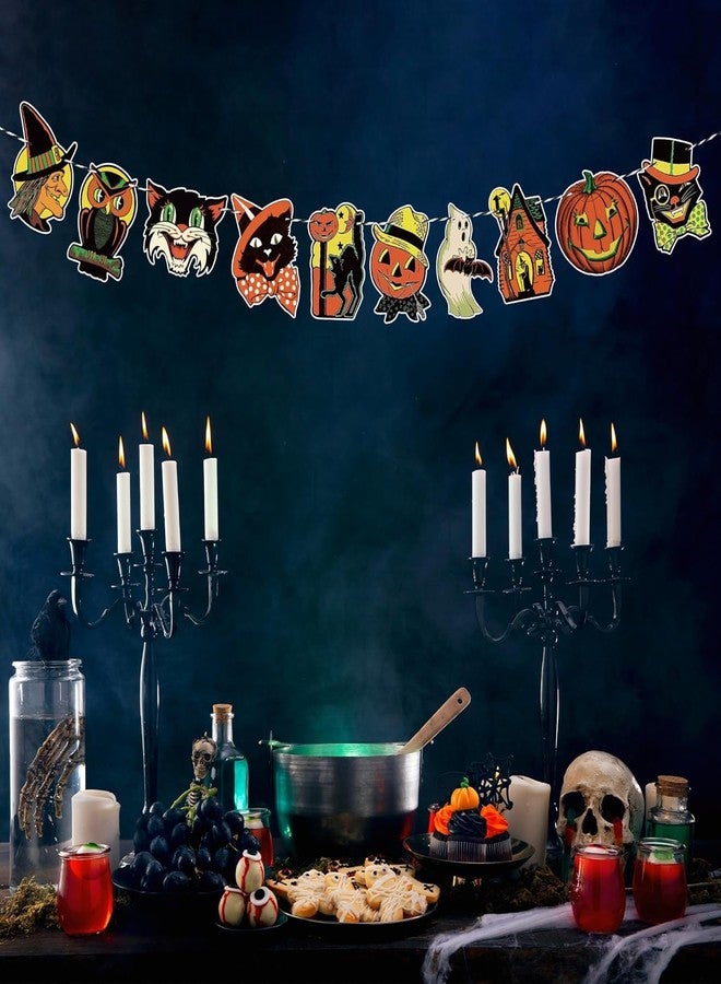 W1cwey Vintage Halloween Hanging Banner, Retro Halloween Home Decoration - Image 4