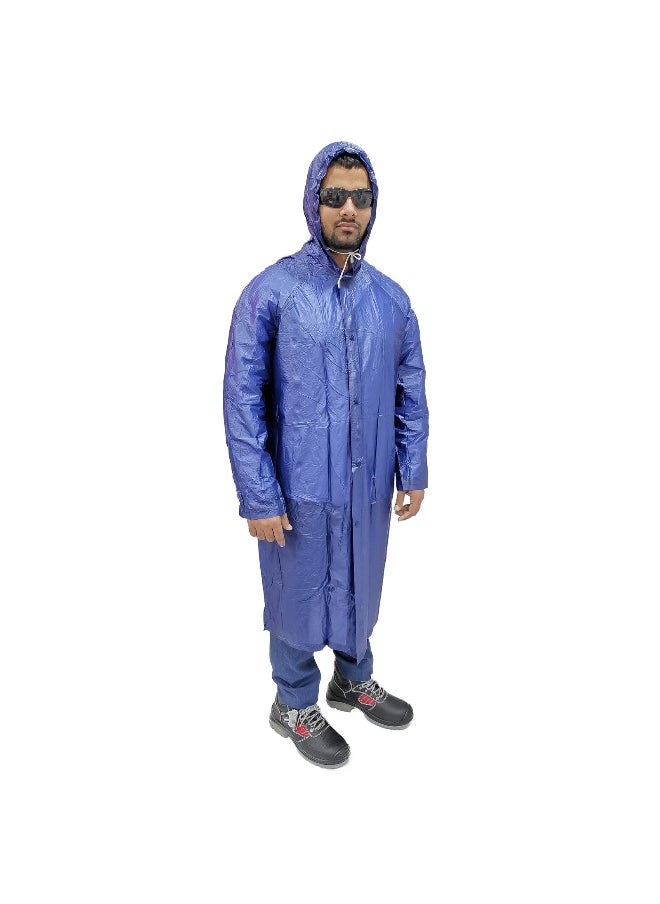Workman - PVC YM 04 Navy Rain Coat for Men & Women  | PVC Raincoat for Heavy-Duty Protection |  Waterproof & Windproof Rainwear | Pack of 2 - Image 1
