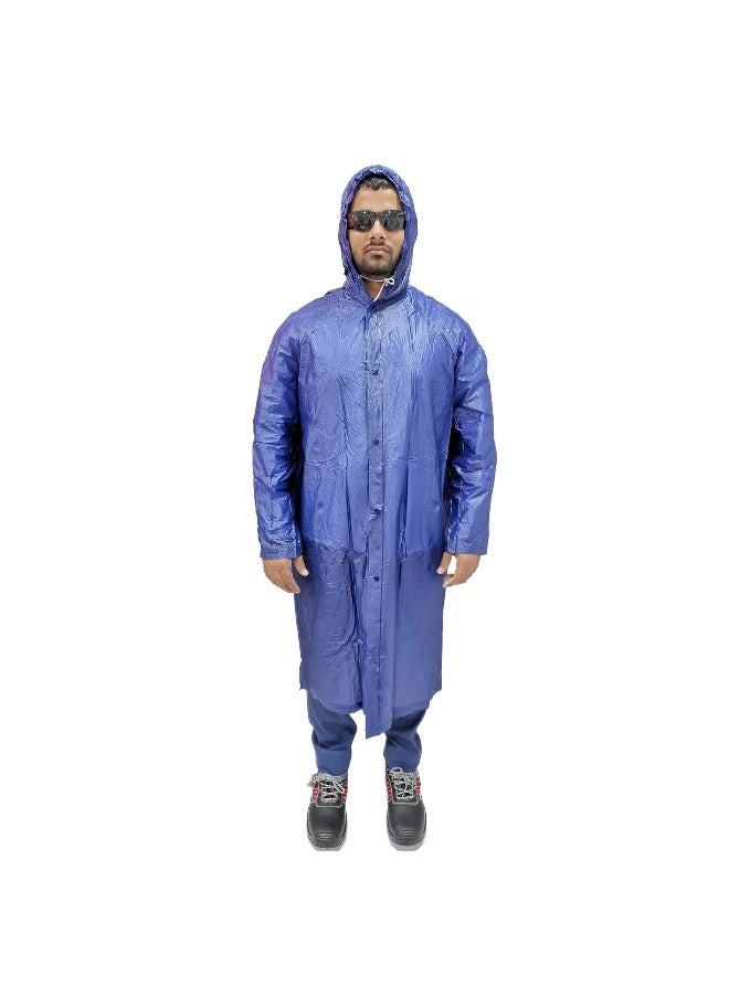 Workman - PVC YM 04 Navy Rain Coat for Men & Women  | PVC Raincoat for Heavy-Duty Protection |  Waterproof & Windproof Rainwear | Pack of 2 - Image 1