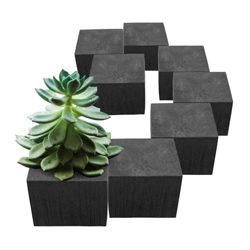 XCEL Floral Foam Blocks - Reusable, Weather Resistant Foam - Perfect for Fresh & Artificial Flower Arrangements, Crafts, Planter Boxes, Home Decor & More - 8-Pk, Black (4” x 4” x 3”) - Image 1
