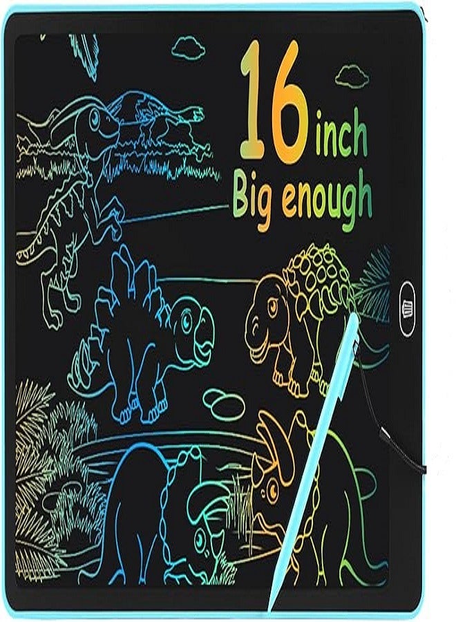16 Inch LCD Writing Tablet for Kids, Colorful Doodle Board Drawing Pad for Kids, Electronic Drawing Board Erasable & Reusable, LCD Drawing Tablet for Kids Toddler Toys Gifts - Blue - Image 1