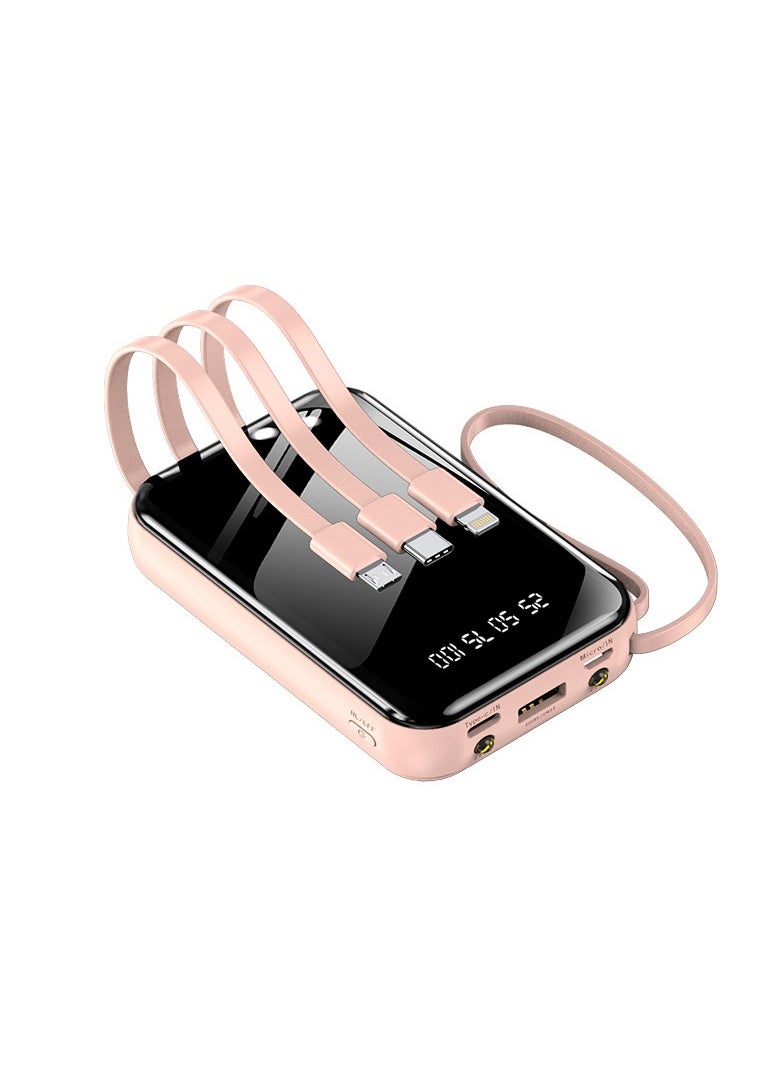 Generic - New built-in fast charging power bank 20000 mAh large capacity compact portable mirror power bank (pink) - Image 1