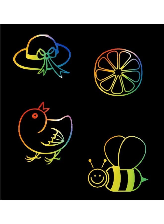 PLUSPOINT Scratch Note Books, 10 Pages Rainbow Scratch Art Book Magic Doodle Scratch Painting Sketch Art Drawing Notepads with Wooden Stylus for Kids Arts and Crafts Perfect Travel Activity (8) - Image 4