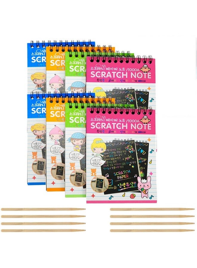 PLUSPOINT Scratch Note Books, 10 Pages Rainbow Scratch Art Book Magic Doodle Scratch Painting Sketch Art Drawing Notepads with Wooden Stylus for Kids Arts and Crafts Perfect Travel Activity (8) - Image 1