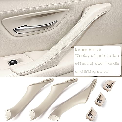CHUANGHUI Car Door Handle Cover for BMW 5 Series F10 2011-2016 Interior Door Handles Replace Trim Cover 520i 528i 530i 535d 535i 550i (Beige White) - Image 3