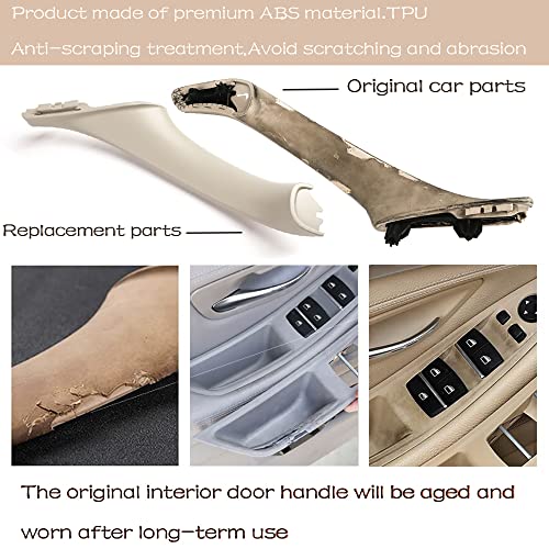 CHUANGHUI Car Door Handle Cover for BMW 5 Series F10 2011-2016 Interior Door Handles Replace Trim Cover 520i 528i 530i 535d 535i 550i (Beige White) - Image 2