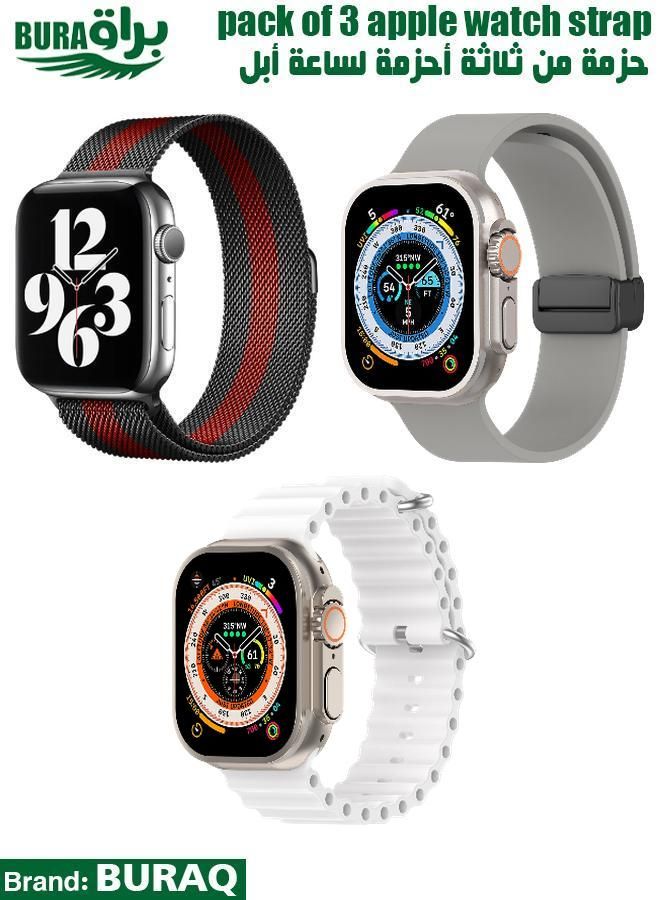 BURAQ Apple Watch Band Strap For Apple Watch Ultra 2/Ultra 49mm, Series 10 46mm, 9/8/7 45mm, SE2/SE/6/5/4 44mm, 3/2/1 42mm