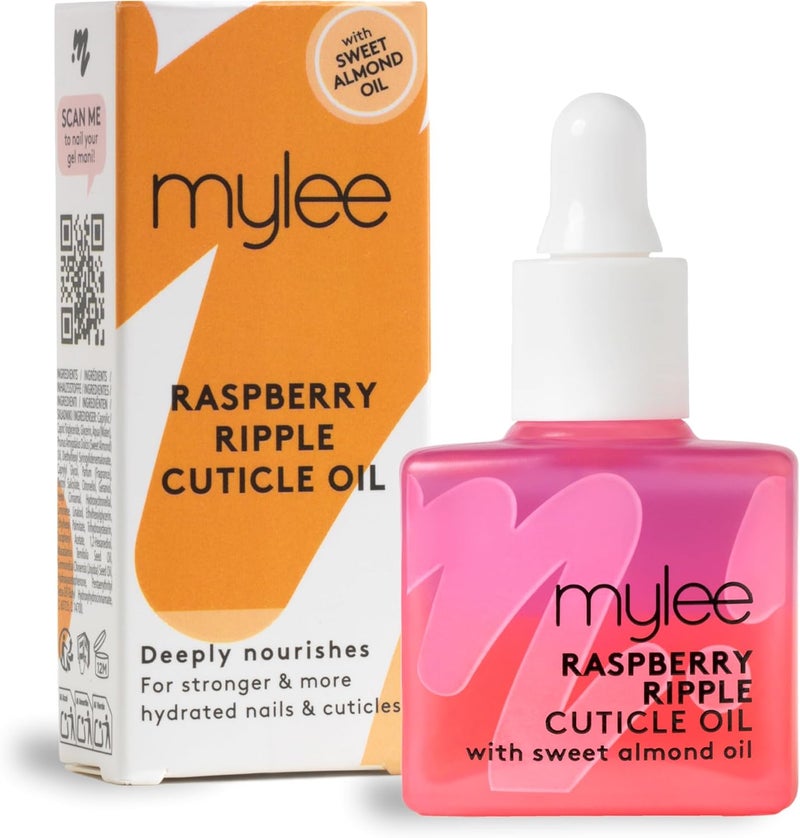 Mylee Raspberry Ripple Cuticle Oil 10ml Nourishing BiPhase Formula with Sweet Almond Macadamia Jojoba Oils Hydrates Restores Nails Vegan CrueltyFree