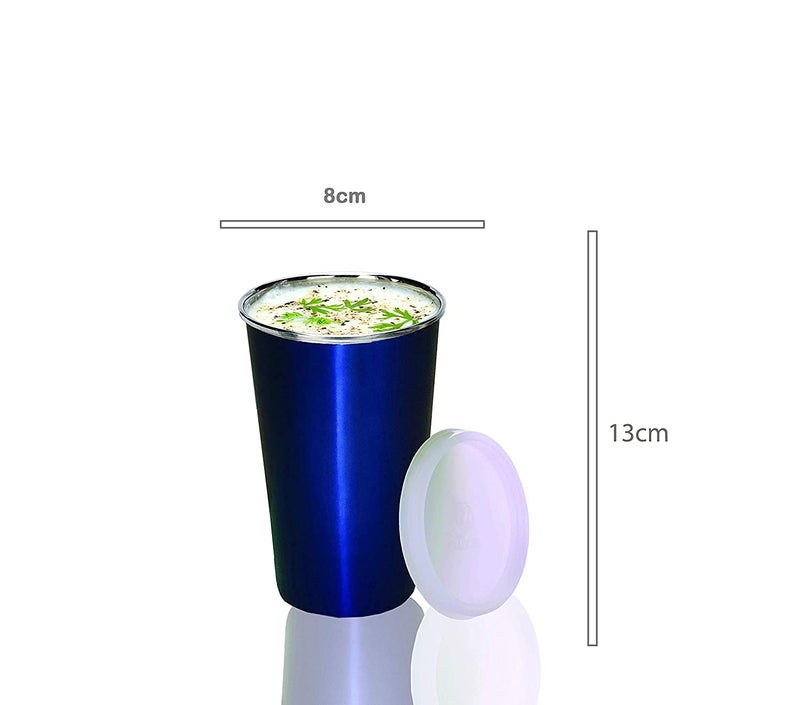 KIDINGTON Sipper Glass Stainless Steel Sipper Glass with Steel Straw 300 ML Leak Proof Steel Glass Tumbler Blue - Image 2