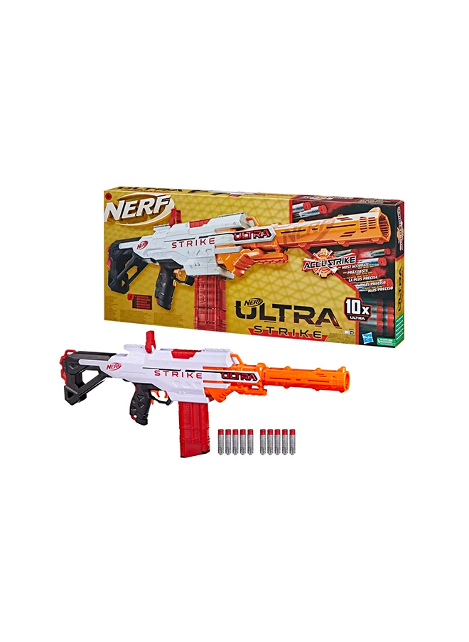 نيرف Ultra Strike Motorized Blaster, 10  AccuStrike Ultra Darts, 10-Dart Clip, Integrated Sight, Compatible Only with  Ultra Darts