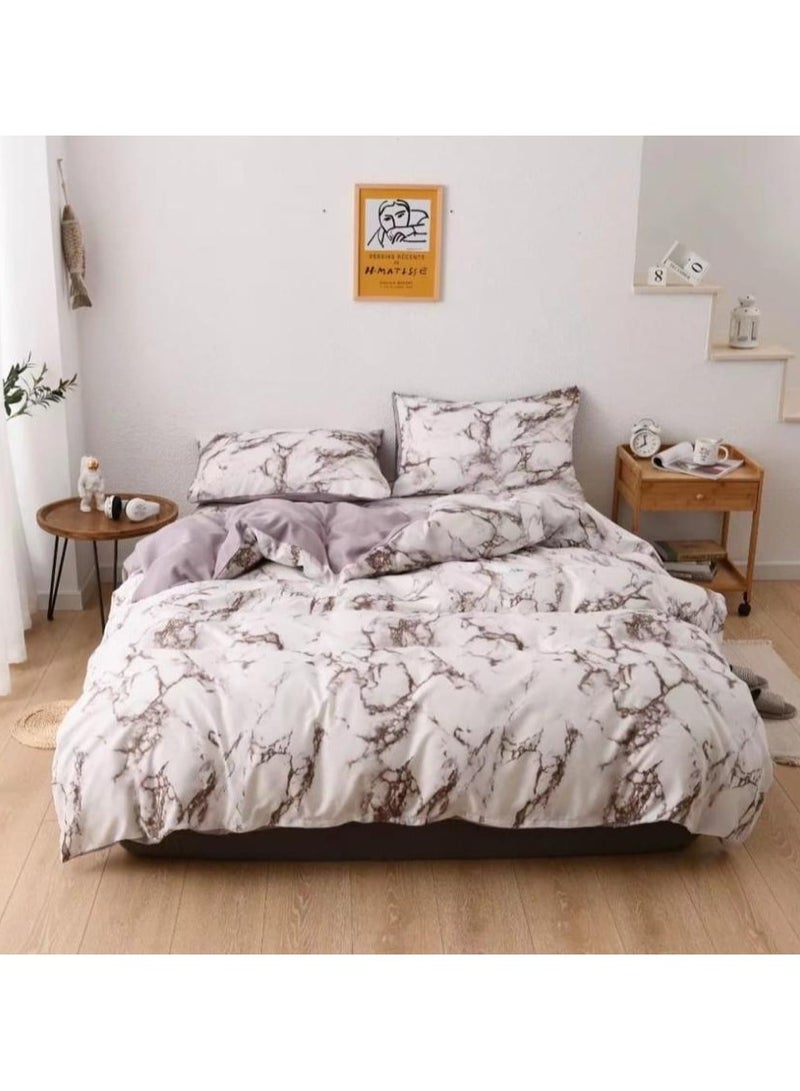 الرائد طقم ملاءات سرير ناعمة مقاس كينج 6 قطع | طقم ملاءات سرير قطنية فاخرة من الألياف الدقيقة | يتضمن غطاء لحاف واحد | 1 ملاءة جاهزة بجيوب عميقة إضافية | 4 كيس مخدة 220×240 سم