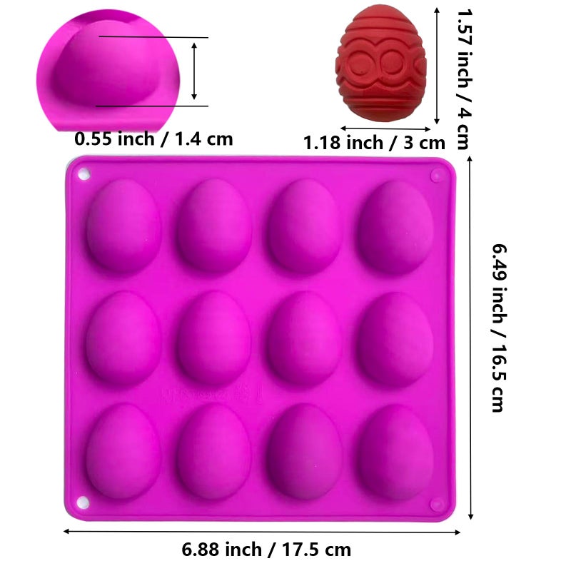 Copzievkae Easter Egg Chocolate Mold, 2 Pack 12 Cavity Easter Egg Silicone Molds for Chocolate, 1.57" Easter Chocolate Silicone Mold Silicone Egg Molds for Easter Decorations, Rose - Image 5