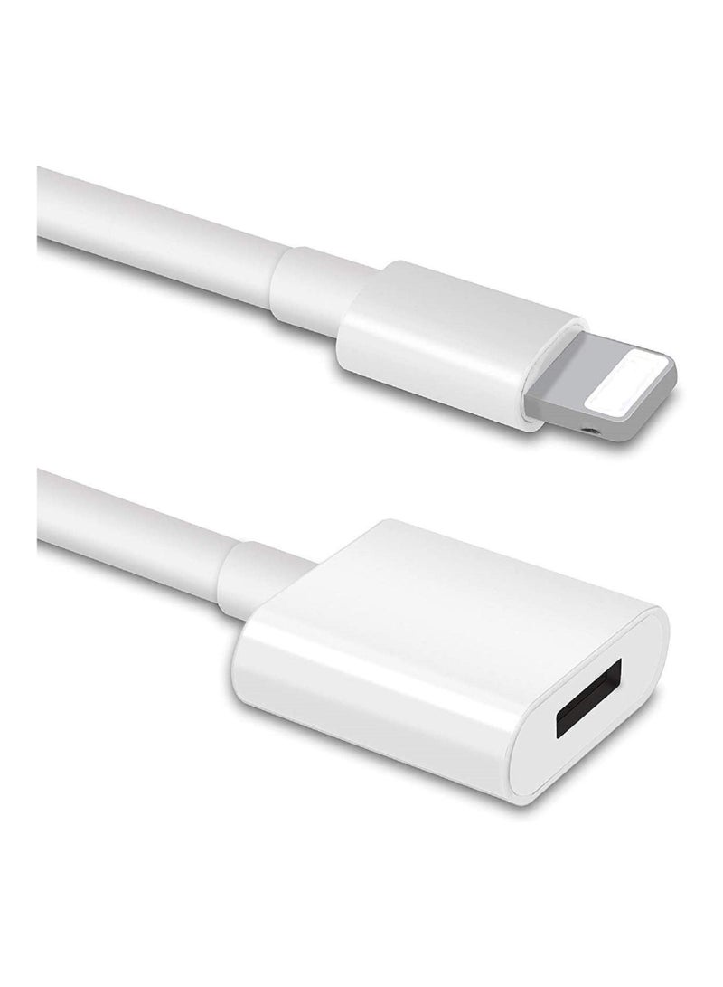 KASTWAVE Charger Extension Cable, for iPhone/iPad, Extender Dock Cable for Male to Female Cable Extension Adapter Pass Video, Data, Audio(6.6FT/1M*2 White) - Image 1