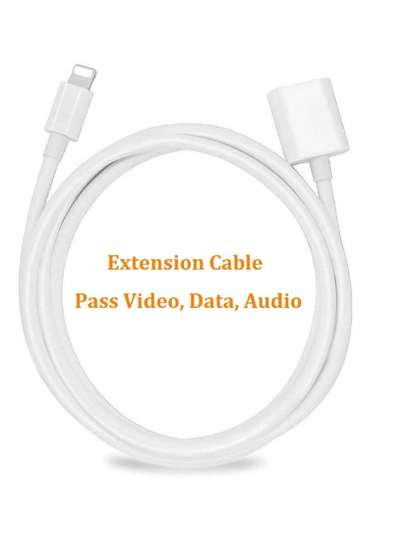 KASTWAVE Charger Extension Cable, for iPhone/iPad, Extender Dock Cable for Male to Female Cable Extension Adapter Pass Video, Data, Audio(6.6FT/1M*2 White) - Image 4