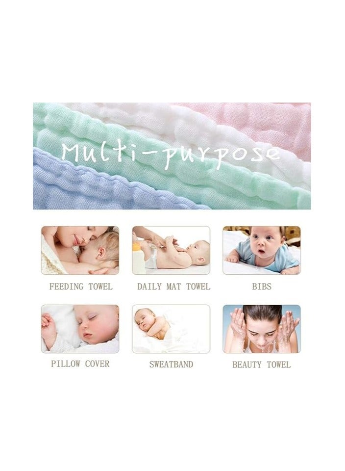Risen 10pcs Muslin Baby Washcloths and Towels, Natural Organic Cotton Baby Washcloths, Soft Newborn Baby Towel and Muslin Washcloth for Sensitive Skin - Image 3