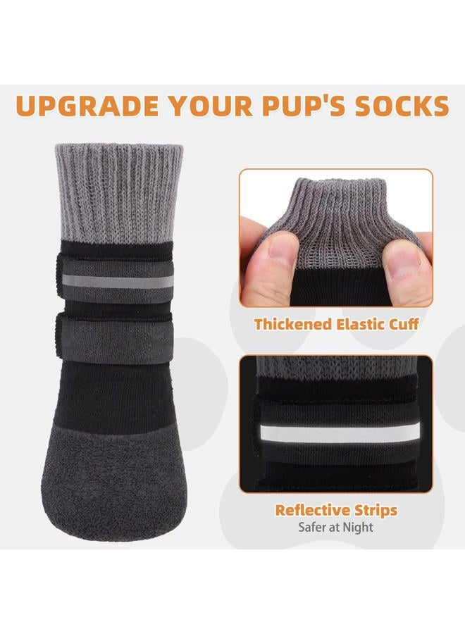 KOOLTAIL Anti Slip Winter Dog Socks to Prevent Licking Paws, Waterproof Snow Rain Long Dog Boots&Paw Protector, Warm Grippy Booties Reflective Double Straps for Hardwood Floor, Small Medium Large Dogs - Image 3