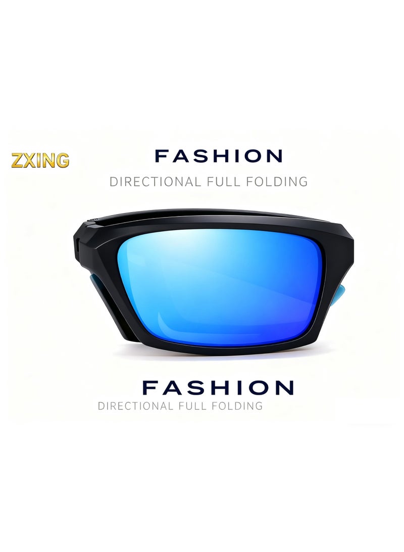 ZXING ‌Folding Sunglasses UV400 Protection Men’s Sport Polarized Portable Outdoor Anti-glare Driving Unbreakable Mirror Lens‌ - Image 2