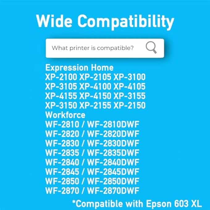 603 XL PRINTER INK CARTRIDGES COMPATIBLE WITH EPSON 603 603XL MULTIPACK, FOR EXPRESSION HOME XP-2100 XP-2105 XP-3100 XP-3105 XP-4100 XP-4105 WORKFORCE WF-2810 WF-2830 WF-2835 WF-2850 - Image 2