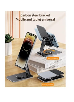 Excefore Foldable Desktop Phone Stand, Fully Adjustable Foldable Desktop Stand, Compatible with iPhone 15/14/13/12 Pro Max Plus Mini& All Cell Phones, Pads, Tablets (Grey)  - Image 2