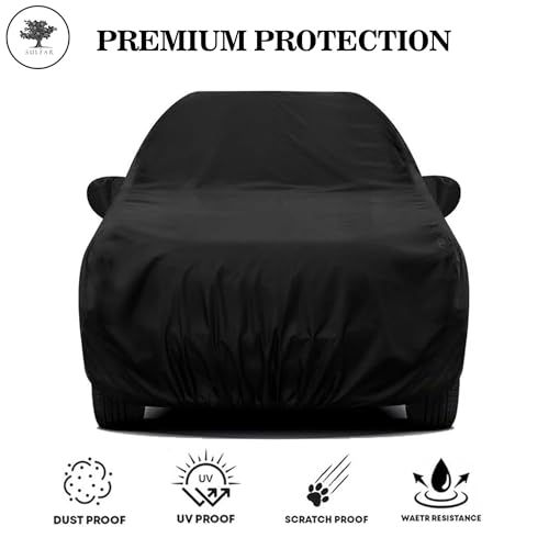 Sulfar 100% Water Resistant Car Body Cover Compatible with Mirror for Volkswagen Touareg (Triple Stitched, Full Bottom Elastic, Black) - Image 3