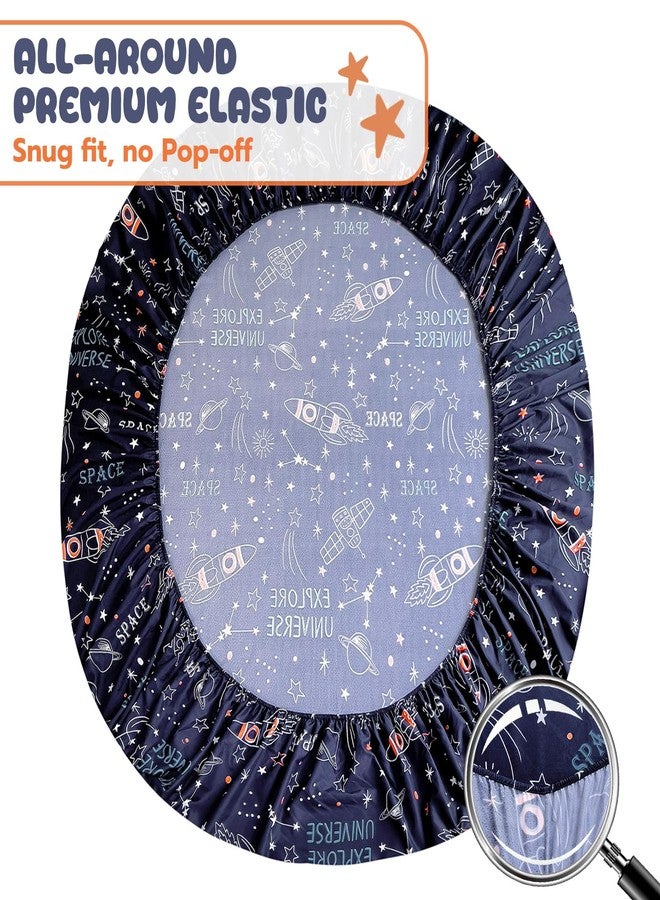 Homilay Twin Sheets Set Kids - 3 Pieces Space Rocket Universe Navy Sheets for Boys, Girls, Teens, Toddler, Easy Fit Deep Pockets, Breathable, Wrinkle-Free, Cozy Soft Cartoon Print Cute Bed Sheets - Image 5