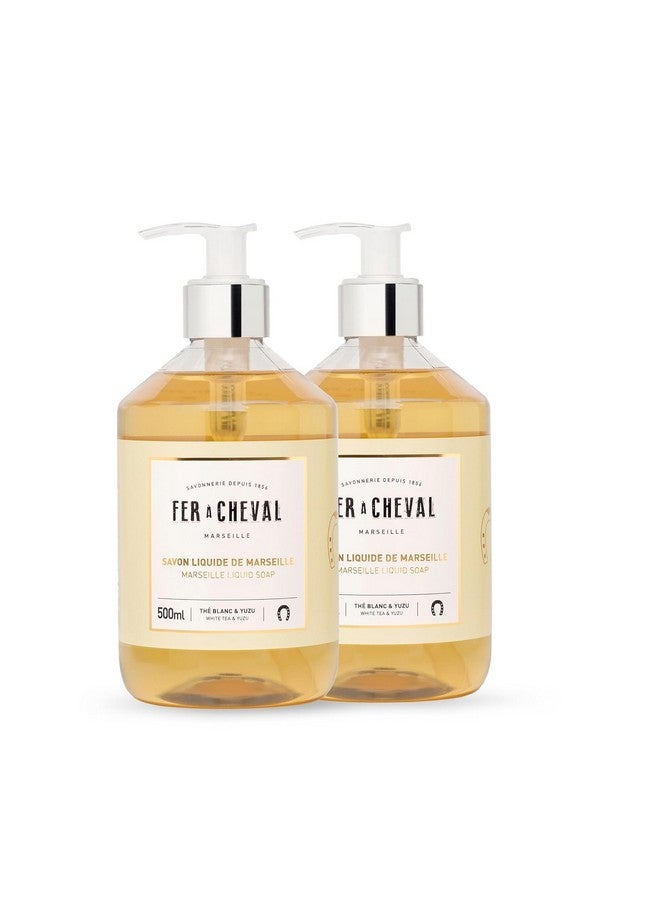 Fer A Cheval Fer à Cheval White Tea & Yuzu Marseille Liquid Soap | Shea Butter & Sweet Almond Oil, Luxurious Hydration, 97% Natural Ingredients - Set of 2, 16.9 f oz - Image 1