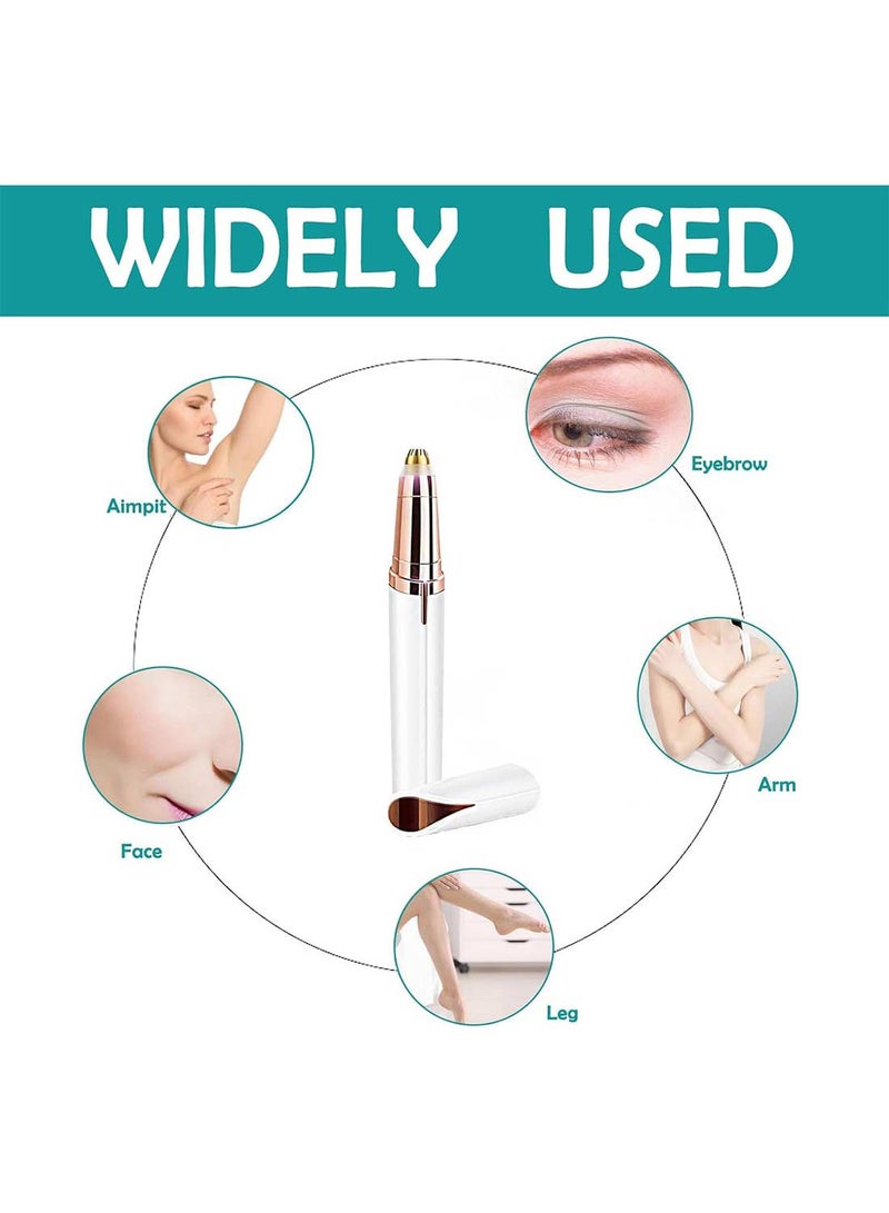 Generic Eyebrow Trimmer Painless Facial Hair Remover Finishing Touch Flawless Razor for Men Women Elecric USB Rechargeable Eyebrow Device with LED Light White  - Image 3