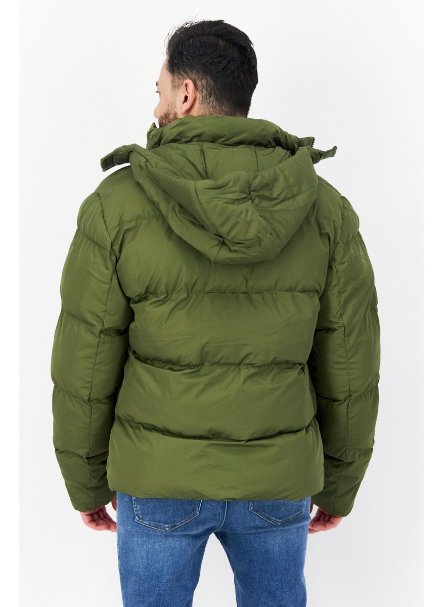 Asos Design - Men Hooded  Plain Puffer Jacket, khaki - Image 1