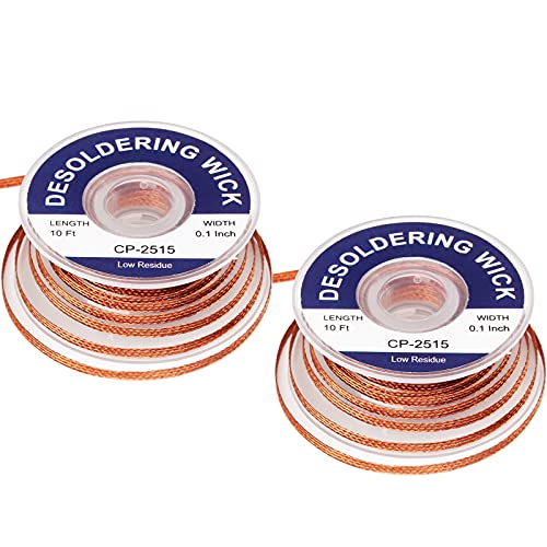 Lesnow Solder Wicks，No-Clean Solder Wick，10ft Length 2 Pieces Desoldering Braided Wicks. Solder Removal Tool，Desoldering Wick Used to Remove the Solder and Disassemble Electrical Components - Image 1