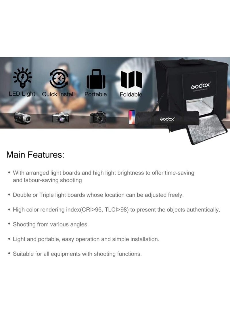 Godox GODOX LSD40 LED Mini Photography Studio Tent 40 x 40 x 40cm Double LED Light Boards Studio Box for Photography Shooting(40W Power 10000~11000 Lumen 5800K±200K Color Temperature) - Image 5