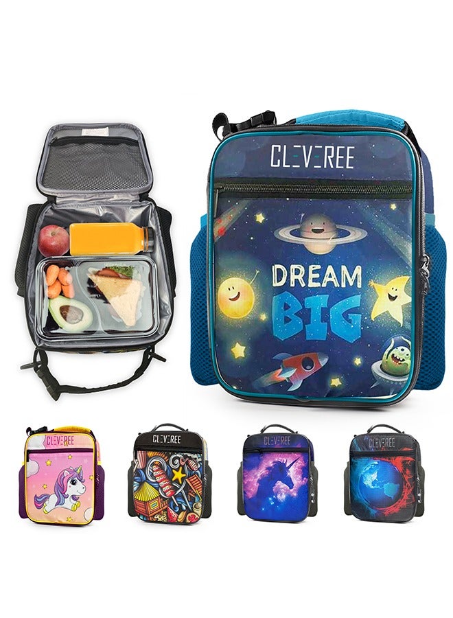 CLEVEREE CLEVEREE Juniors Kids Insulated Leakproof Lunch Bag with Adjustable Shoulder Strap Blue Dream  - Image 1