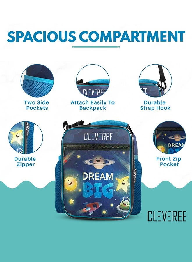 CLEVEREE CLEVEREE Juniors Kids Insulated Leakproof Lunch Bag with Adjustable Shoulder Strap Blue Dream  - Image 3