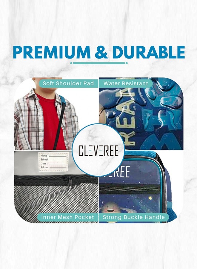 CLEVEREE CLEVEREE Juniors Kids Insulated Leakproof Lunch Bag with Adjustable Shoulder Strap Blue Dream  - Image 4