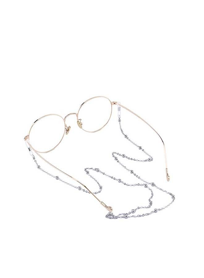 Generic Glasses Sunglasses Hanging Neck Chain, Retro Lanyard, Non-Slip Sunglasses Chain, Copper Bead Chain, Glasses Non-Slip Clavicle Chain (Silver)  - Image 1