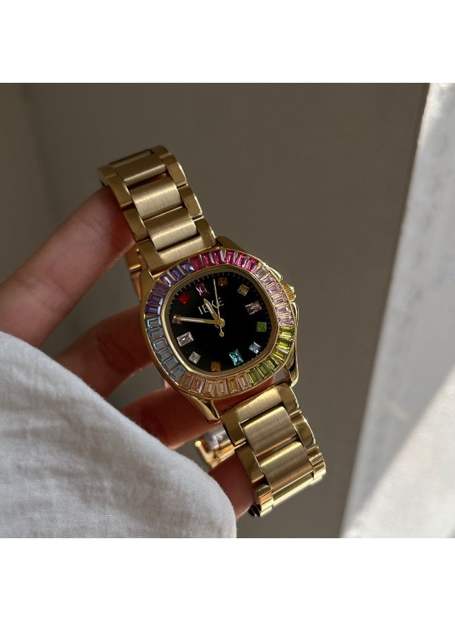 اياكي ساعة كوارتز نسائية فاخرة مرصعة بالألماس - Image 2