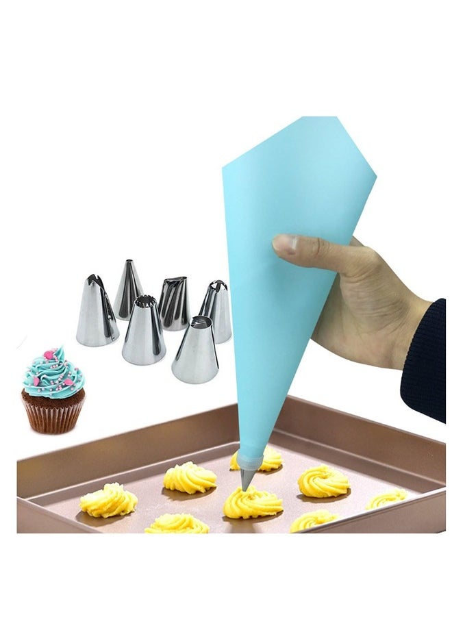 EHOME Silicone Icing Piping Bag,Reusable Cream Pastry Bag and 5× Stainless Steel Nozzle Set DIY Cake Decorating Tool(5×Nozzle, 1×Icing Cream Pastry Bag  - Image 2