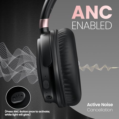 Portronics Muffs M3 Over Ear Headphones with ANC Enabled, Upto 40 Hours Playtime, in-Built Mic, 40mm Driver, Powerful Bass, Soft Ear Cushion, BT 5.3V, AUX in, Foldable Design, Type C Fast Charging - Image 5