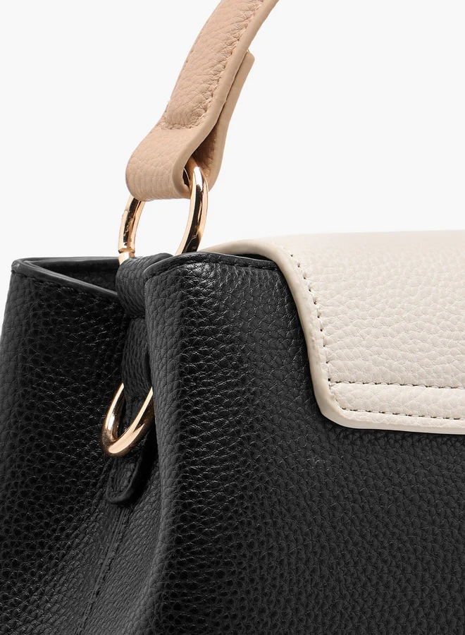 Flora Bella By Shoexpress Women's Textured Crossbody Bag with Detachable Shoulder Strap and Top Handle