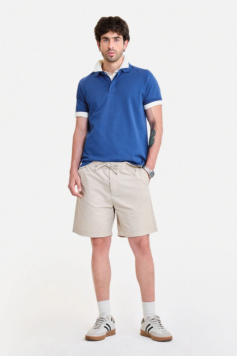 سنيتش Blue Solid Half Sleeve Regular Fit Core Lab T-Shirt