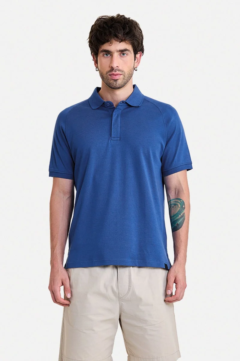 SNITCH Blue Blue Solid Half Sleeve Regular Fit Core Lab T-Shirt for Men | Best Price UAE