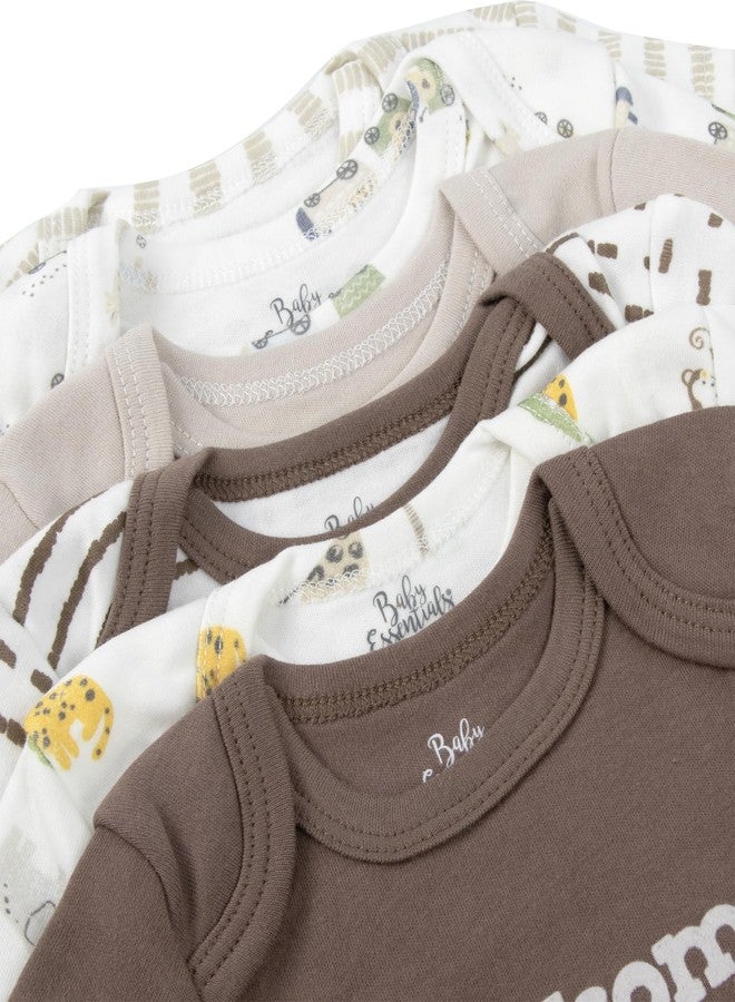 Baby Essentials Baby Boys Wild About Mommy, Stripes & Jungle Animals Print 6 Piece Bodysuit Set (Wild About Mommy, Stripes & Jungle Animals Print, 3 Months) - Image 2