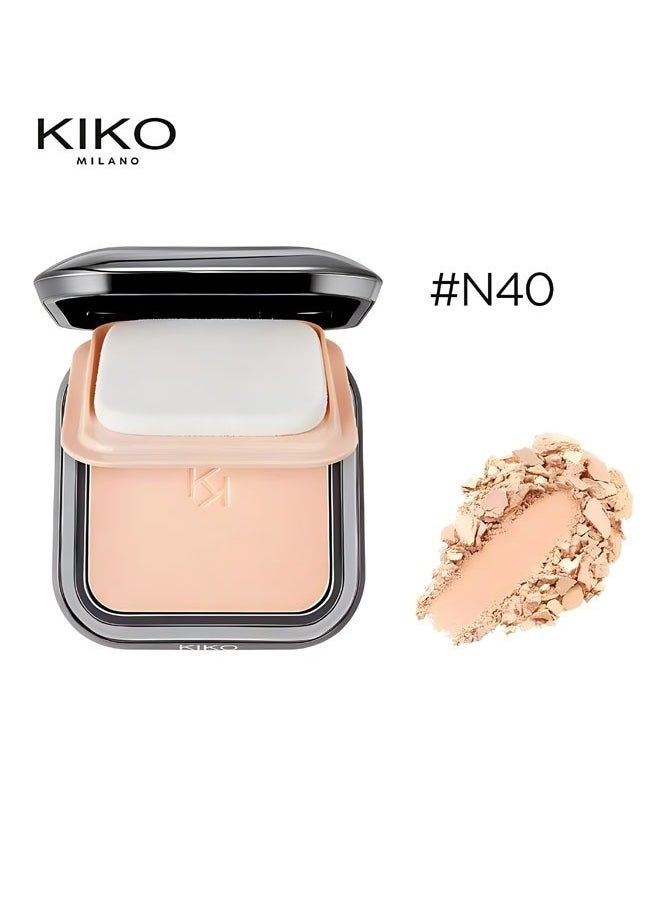 KIKO MILANO بودرة نساء مات فيوجن بودرة وجه مضغوطة خافي عيوب وضبط زيوت مكياج يدوم طويلاً مع كلين هوني بودرة خفيفة رقيقة ودقيقة #N40  - Image 1