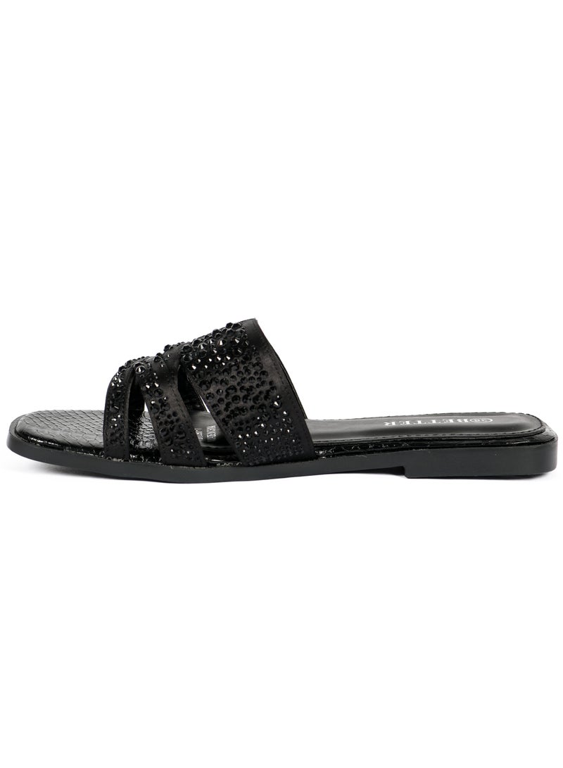 Better Ladies Flat Sandal Black - Image 4