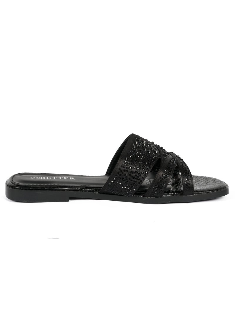 Better Ladies Flat Sandal Black - Image 3