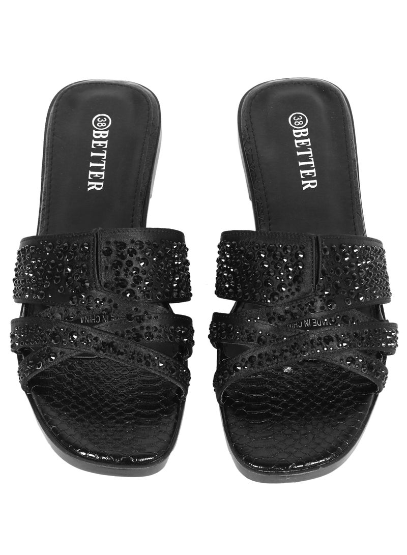 Better Ladies Flat Sandal Black - Image 2